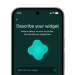 صفحه موبایل با پیام «Describe your widget» همراه با فیلد ورودی برای توضیح ویجت در رابط کاربری اندروید.