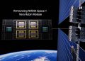 تصویری مفهومی از ماژول فضایی NVIDIA Space-1 Vera Rubin در کنار یک ماهواره خورشیدی برای پردازش هوش مصنوعی در مدار زمین