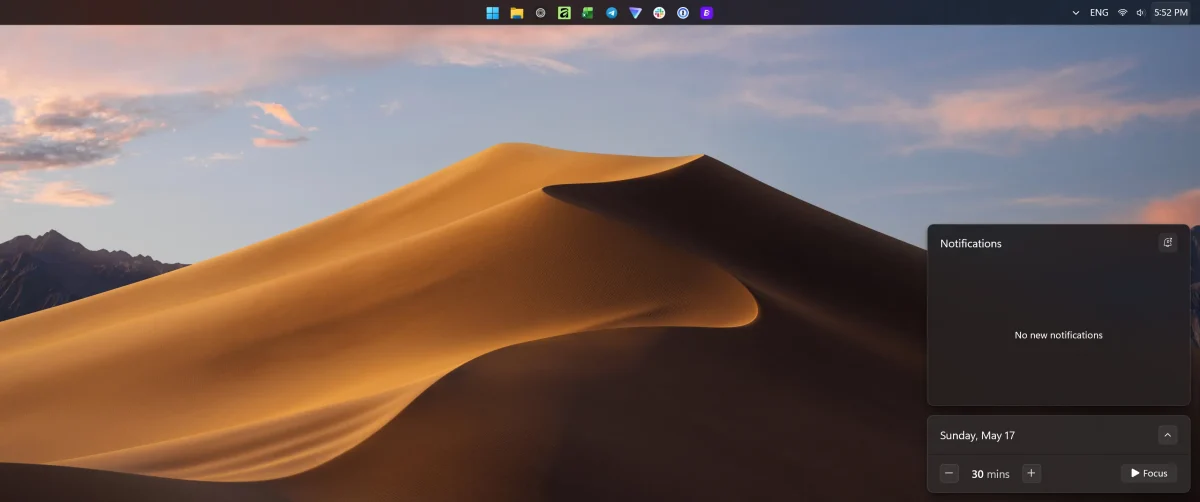 نوار وظیفه قابل جابه‌جایی (Movable taskbar) 