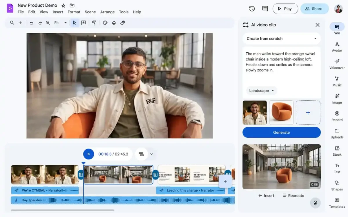 فعال شدن آواتارهای هوش مصنوعی در Google Vids برای کاربران رایگان