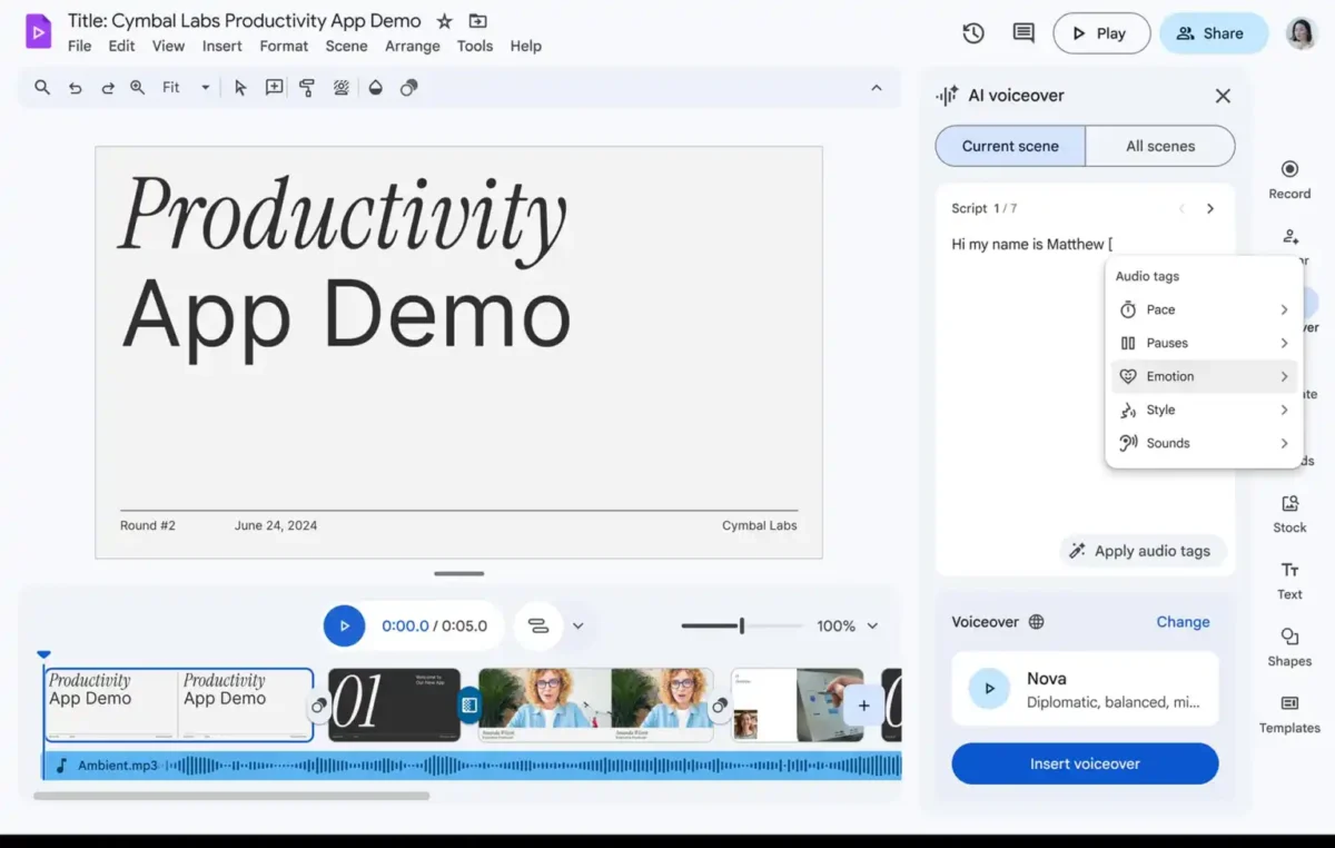 گوگل آواتارهای هوش مصنوعی در Google Vids را برای کاربران رایگان فعال کرد