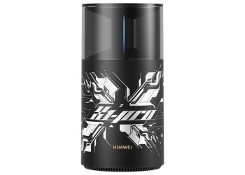 تصویر رسمی روتر Huawei Router X1 Pro Gaming Edition با طراحی استوانه‌ای مشکی و طرح گرافیکی X روی بدنه؛ لوگوی HUAWEI در بخش پایینی