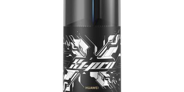 تصویر رسمی روتر Huawei Router X1 Pro Gaming Edition با طراحی استوانه‌ای مشکی و طرح گرافیکی X روی بدنه؛ لوگوی HUAWEI در بخش پایینی