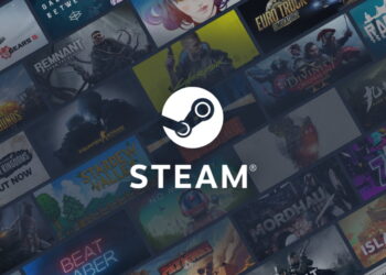 لوگوی سفید Steam در مرکز تصویری که ترکیبی از کاور بازی‌های مختلف مثل Cyberpunk 2077، Stardew Valley، Gears 5 و Sekiro است. تایل‌های بازی‌ها با زاویه‌ای خاص در کنار هم چیده شده‌اند تا تنوع کتابخانه استیم را نشان دهند