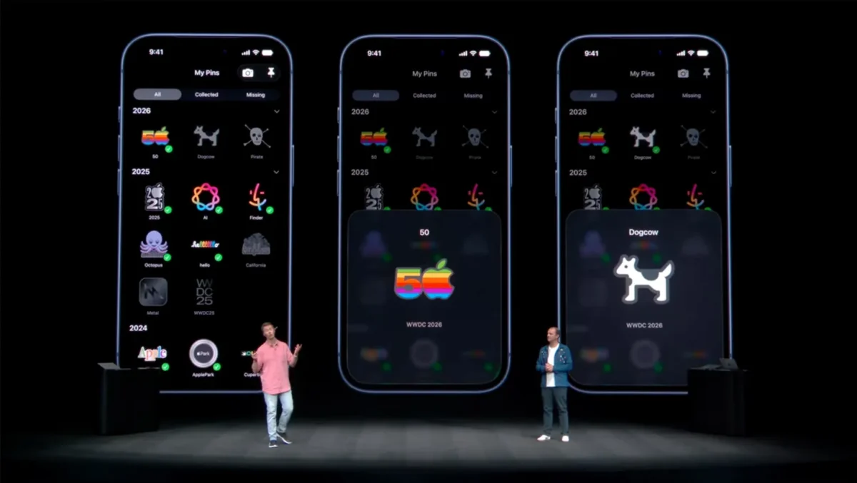 رابط کاربری اپلیکیشن WWDC 2026 روی آیفون؛ نمایش لیست پینها و کالکشنهای دیجیتال WWDC سالهای ۲۰۲۴ تا ۲۰۲۶