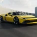 مای سهرخ فراری 849 Testarossa Spider با سقف باز، بدنه زرد، پیشرانه پلاگین هیبریدی ۱۰۳۶ اسب بخاری و طراحی الهامگرفته از خودروهای مسابقهای دهه ۱۹۷۰.