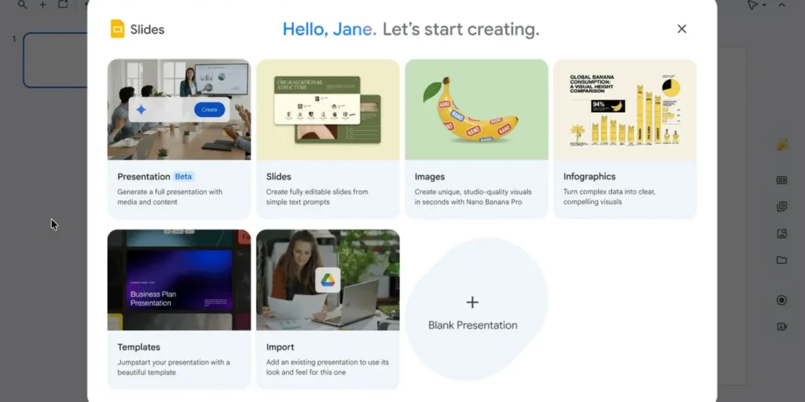 Gemini اکنون میتواند تنها با یک دستور متنی، یک ارائه کامل در Google Slides ایجاد کند