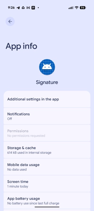 اپلیکیشن Signatures
