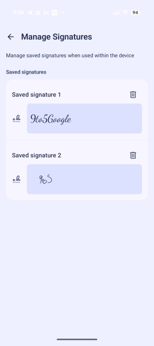 اپلیکیشن Signatures
