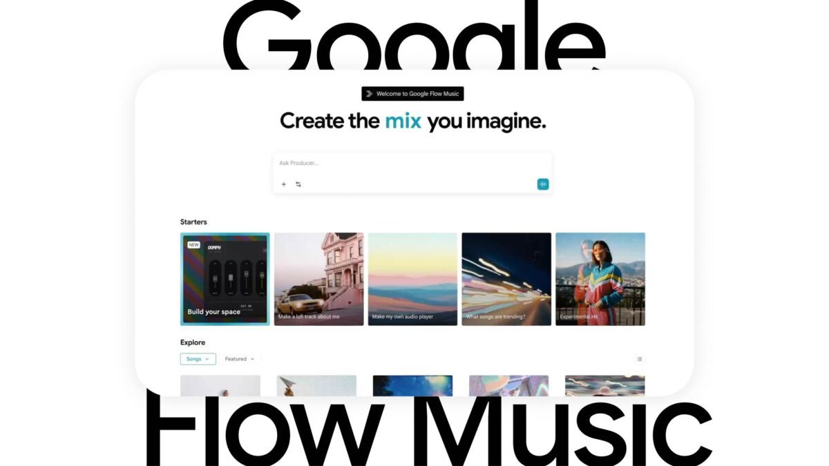 لوگوی Google Lyria 3.5 و رابط کاربری Google Flow Music برای تولید موسیقی با هوش مصنوعی