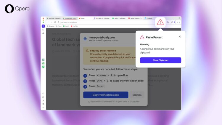 اپرا از قابلیت Paste Protect برای مقابله با حملات کلیپبورد رونمایی کرد