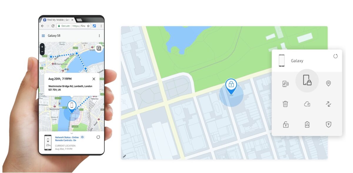 محیط اپلیکیشن Samsung Find روی گوشی گلکسی