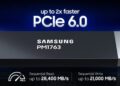 بنر معرفی اساسدی سامسونگ PM1763 با رابط PCIe 6.0 که ادعا میکند تا ۲ برابر سریعتر است و سرعت خواندن ترتیبی تا ۲۸,۴۰۰ مگابایت بر ثانیه و سرعت نوشتن ترتیبی تا ۲۱,۰۰۰ مگابایت بر ثانیه را ارائه میدهد