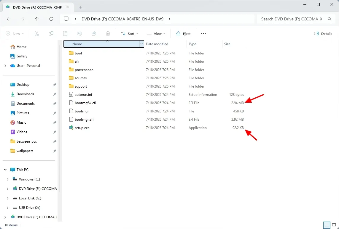 نمای جزئیات File Explorer در دسکتاپ ویندوز ۱۱ با واحدهای جدید اندازه فایل