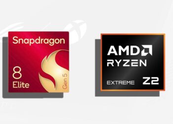 لوگوی Snapdragon 8 Elite Gen 5 و AMD Ryzen Extreme Z2 در کنار هم روی پسزمینهای روشن