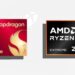 لوگوی Snapdragon 8 Elite Gen 5 و AMD Ryzen Extreme Z2 در کنار هم روی پسزمینهای روشن