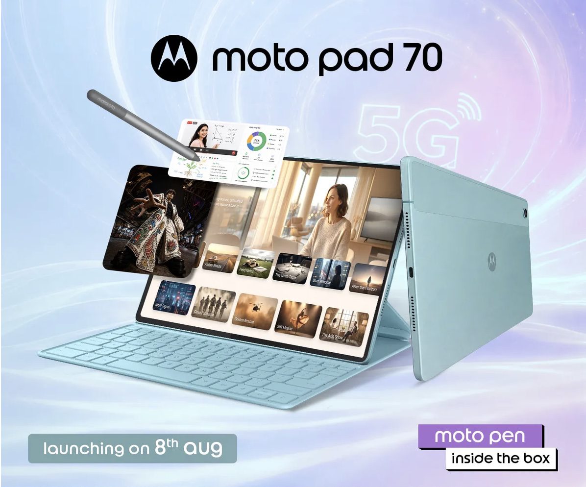 تبلت Moto Pad 70 موتورولا با نمایشگر ۱۲.۱ اینچی و 5G معرفی شد