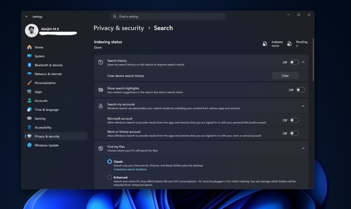 Search جدید ویندوز سریع تر شده است
