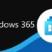 بنر تبلیغاتی Windows 365 روی پسزمینه مشکی و آبی با لوگوی ویندوز درون یک دایره سفید و عنوان Windows 365 در سمت چپ.