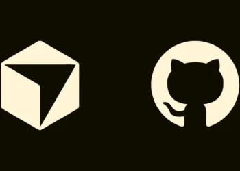 لوگوی یک سرویس هوش مصنوعی و لوگوی GitHub روی پس زمینه تیره، در نمای نزدیک.