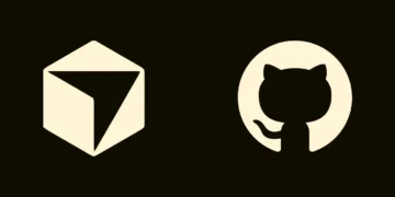 لوگوی یک سرویس هوش مصنوعی و لوگوی GitHub روی پس زمینه تیره، در نمای نزدیک.