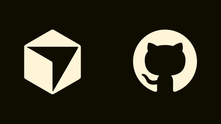 لوگوی یک سرویس هوش مصنوعی و لوگوی GitHub روی پس زمینه تیره، در نمای نزدیک.
