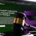 چکش قاضی در مقابل لپتاپی با صفحه وب قدیمی ChatGPT و لوگوی OpenAI، نمادی از چالشهای حقوقی هوش مصنوعی مولد.