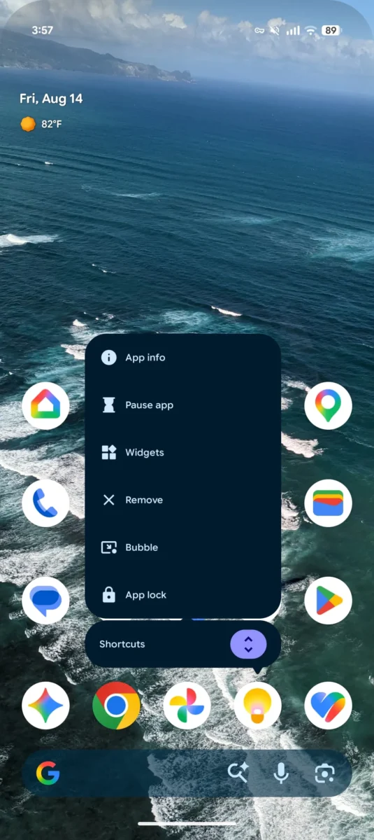 گزینه App Lock در منوی برنامههای گوشی پیکسل با اندروید 17