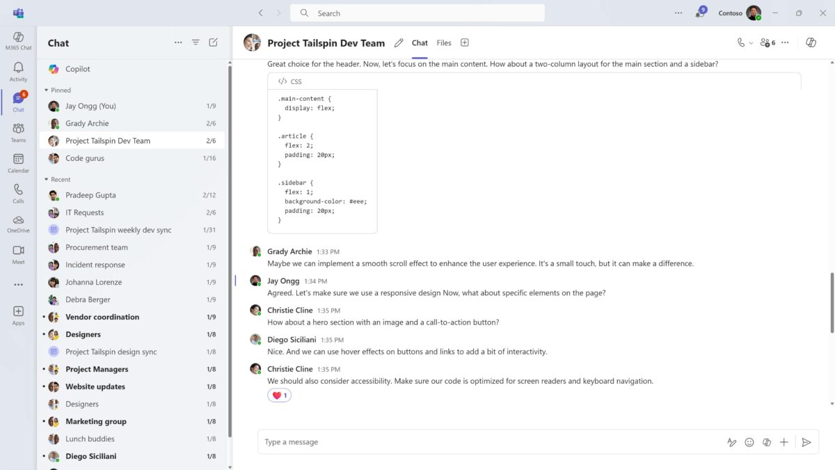گیت‌هاب کوپایلت در چت Microsoft Teams برای توسعه نرم‌افزار