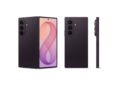 گوشی تاشوی بنفش رنگ سامسونگ Galaxy Z Fold 8 Ultra در زوایای مختلف نیمهباز، پشت و نمای جانبی.