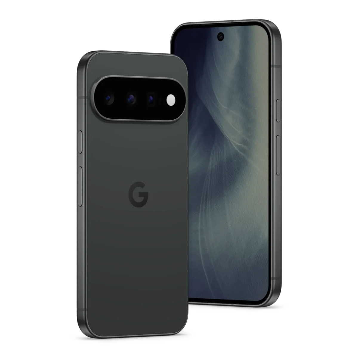 نمای جلو و پشت Google Pixel 11 در رنگ تیره Obsidian.