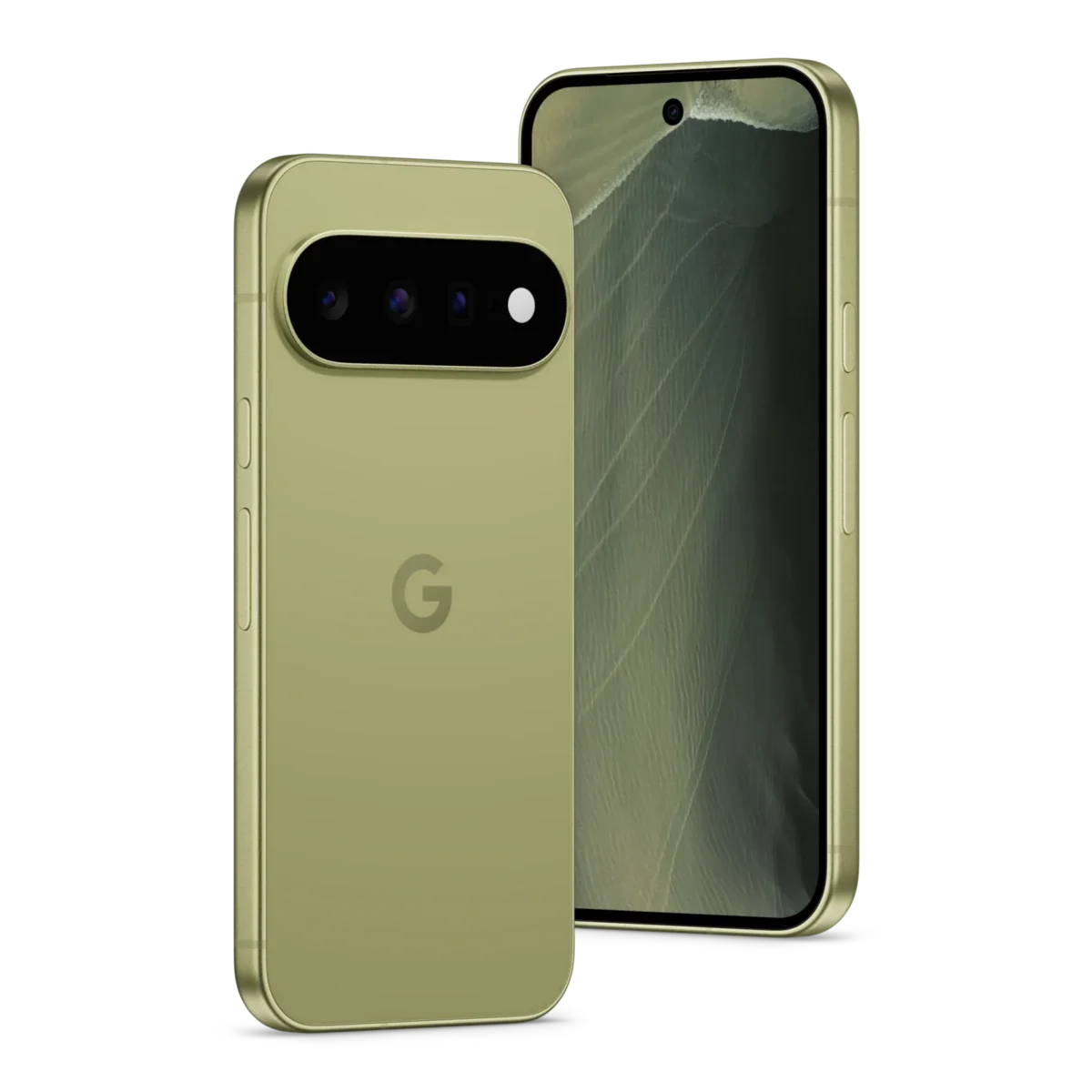 نمای جلو و پشت Google Pixel 11 در رنگ سبز Pistachio.