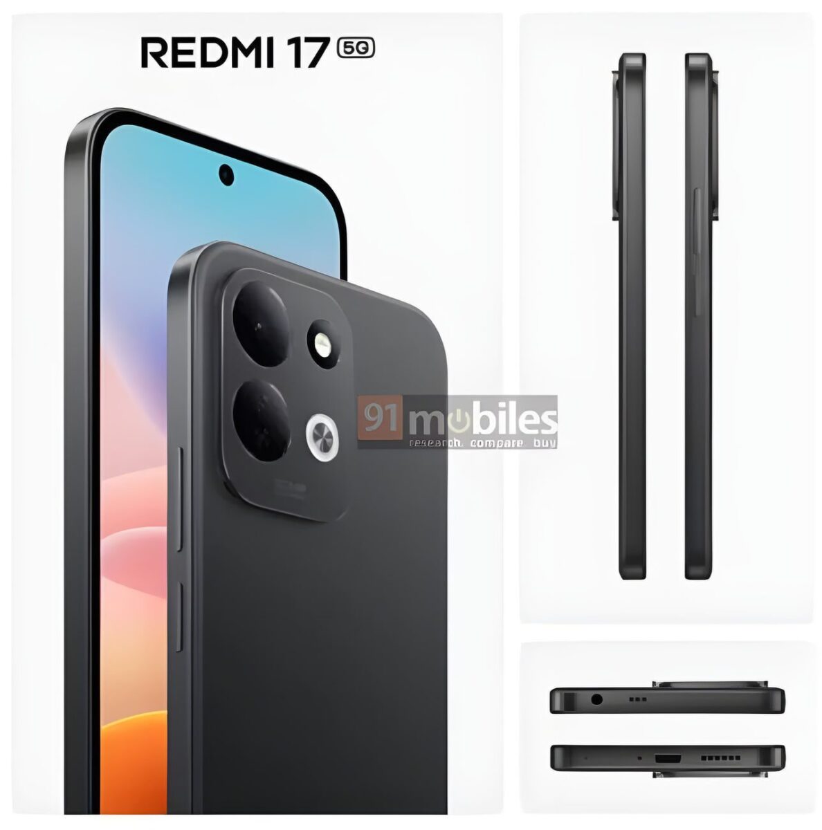 گوشی Redmi 17 5G با سه رنگ مختلف پیش از رونمایی در رندرهای فاششده دیده شد