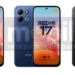 رندر Redmi 17 5G در رنگهای نارنجی، مشکی و آبی