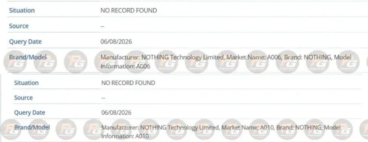 دو گوشی جدید ناتینگ در پایگاه داده IMEI ثبت شدند