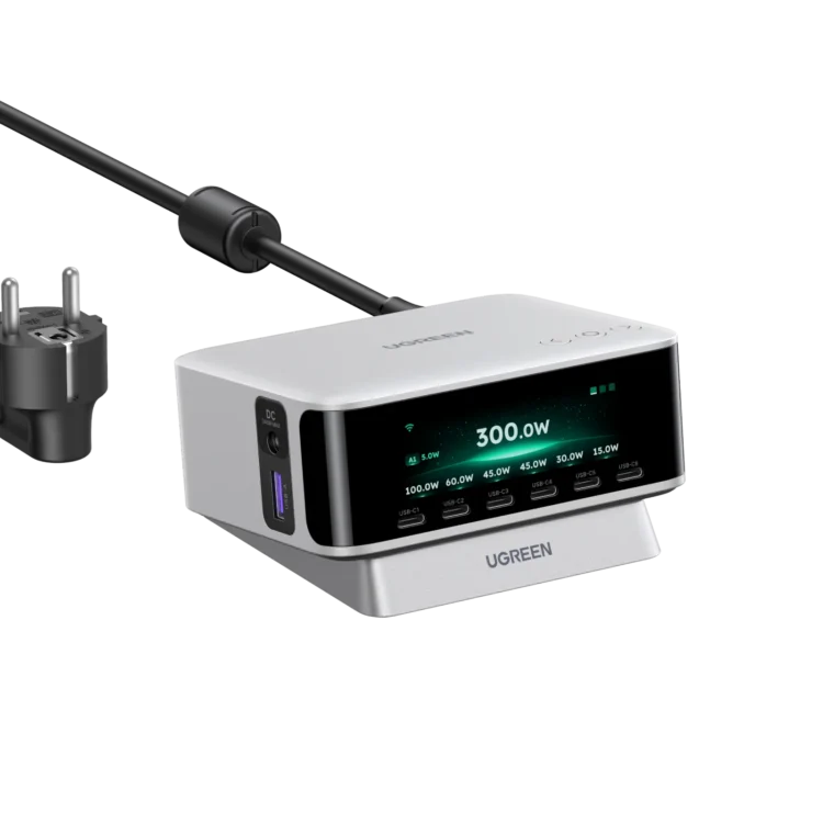 شارژر 300 واتی Ugreen Nexode Pro با 8 پورت و نمایشگر هوشمند معرفی شد
