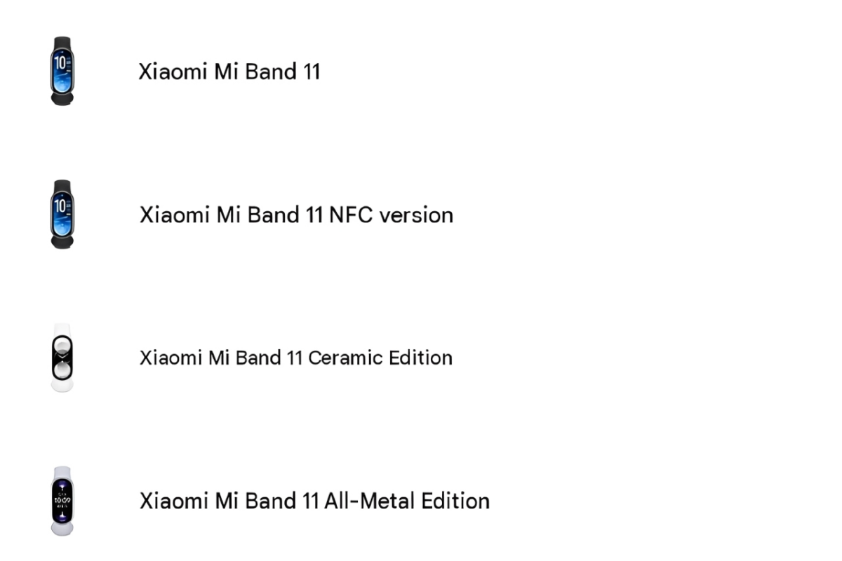 مدلهای مختلف Xiaomi Smart Band 11 شامل نسخه سرامیکی و فلزی