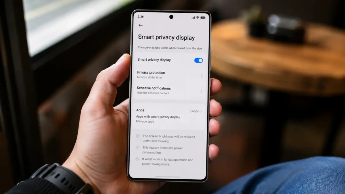تنظیمات قابلیت Smart Privacy Display در گوشی پرچمدار شیائومی