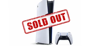 پلیاستیشن 5 پرو و کنترلر دوالسنس با مهر قرمز Sold Out، نشاندهنده اتمام موجودی کنسول پس از نمایش جدید GTA 6