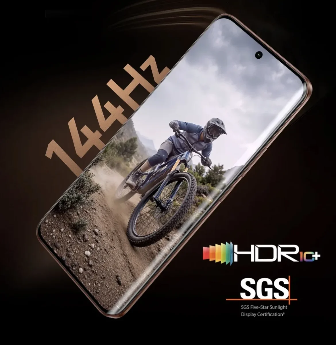 نمایشگر خمیده گوشی ویوو T5 با نرخ نوسازی ۱۴۴ هرتز، پشتیبانی از HDR10+ و گواهی ۵ ستاره روشنایی SGS.