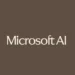 لوگوتایپ سفید رنگ Microsoft AI روی پسزمینه یکدست قهوهای تیره