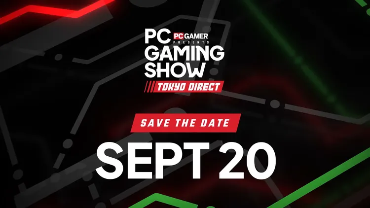 بنر اطلاعرسانی تاریخ برگزاری رویداد گیمینگ PC Gamer Presents Tokyo Direct که زمان پخش آن را برای بیستم سپتامبر اعلام میکند.