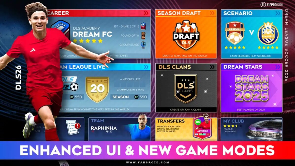 Dream League Soccer 2026 یکی از کاملترین گزینهها برای کاربری است که به دنبال ترکیبی از ساخت تیم، مسابقات و پیشرفت تدریجی باشگاه است.