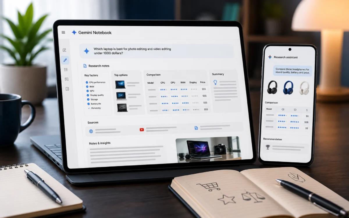 Gemini Notebook چگونه به تحقیق قبل از خرید کمک می_کند؟