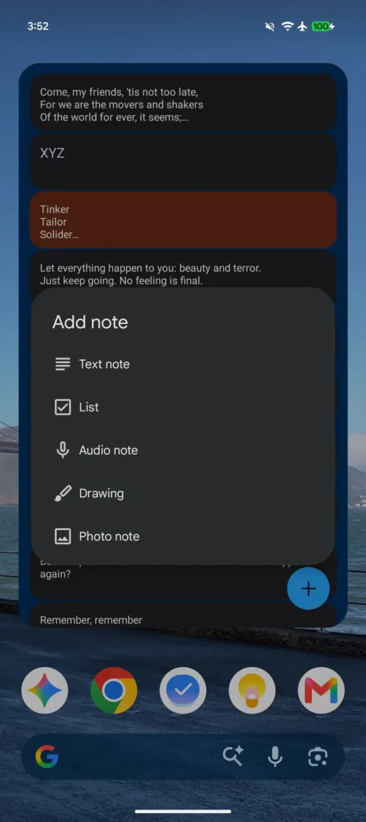 ظاهر ویجت صفحه اصلی اندروید با آپدیت Google Keep تغییر کرد