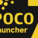 لوگوی نسخه هفت لانچر POCO با پس‌زمینه مشکی، ترکیبی از فونت زرد رنگ POCO Launcher، عدد بزرگ هفت و المان‌های مکعبی زرد در گوشه بالا سمت چپ.