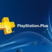 لوگوی سرویس اشتراک PlayStation Plus با آیکون زرد رنگ نشان + که نماد دکمه‌های کنترلر پلی‌استیشن را در دل خود دارد، در برابر پس‌زمینه آبی تیره با موج‌های نرم و نمادهای شکل‌های کنترلر معلق در فضا.