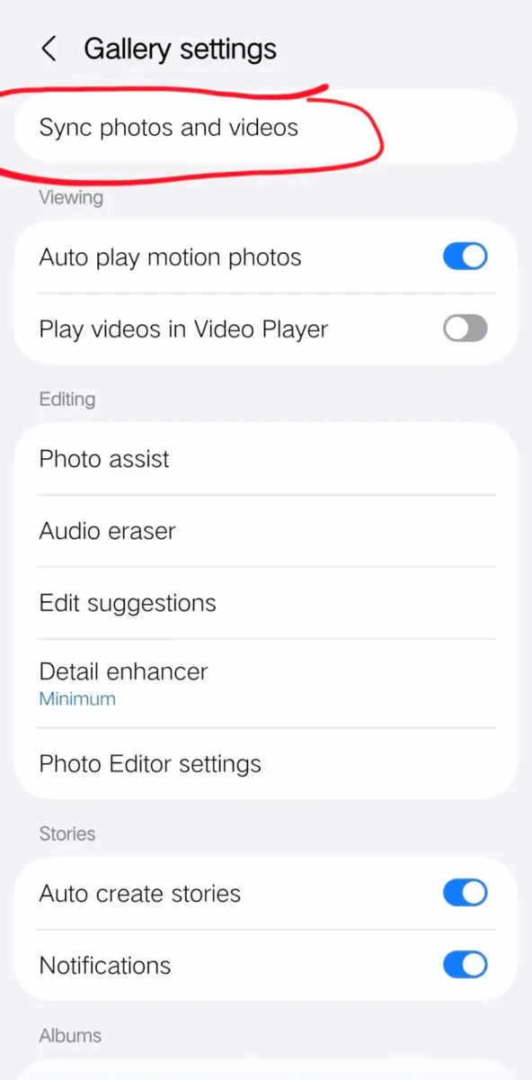 تنظیمات همگام سازی Google Photos در Samsung Gallery که باید انجام دهید
