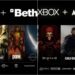 پوستری ترکیبی از لوگوهای Xbox به همراه استودیوهای Bethesda و Activision Blizzard، همراه با کاراکترها و نشان بازیهای بزرگی مثل Fallout ،Doom ،The Elder Scrolls ،Diablo ،Call of Duty و World of Warcraft.