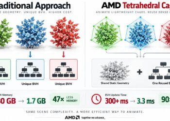 تصویری از فناوری رهگیری پرتو AMD